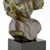 Art Deco bronze bust of a female satyr