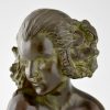 Art Deco bronzen buste vrouwelijke sater
