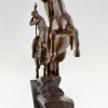 Art Deco bronzen beeld boogschutters te paard