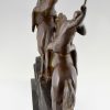 Sculpture bronze Art Deco deux archers au cheval