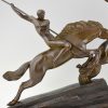 Art Deco bronzen beeld boogschutters te paard