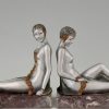 Art Deco bronze nude bookends
