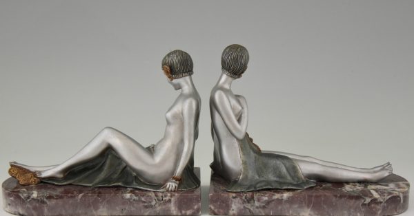 Art Deco bronze nude bookends