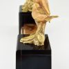 Art Deco bronzen beeld vogels op een tak.