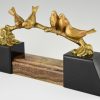 Art Deco bronzen beeld vogels op een tak.