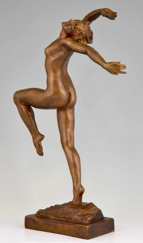 Art Deco bronze sculpture of a dancing nude