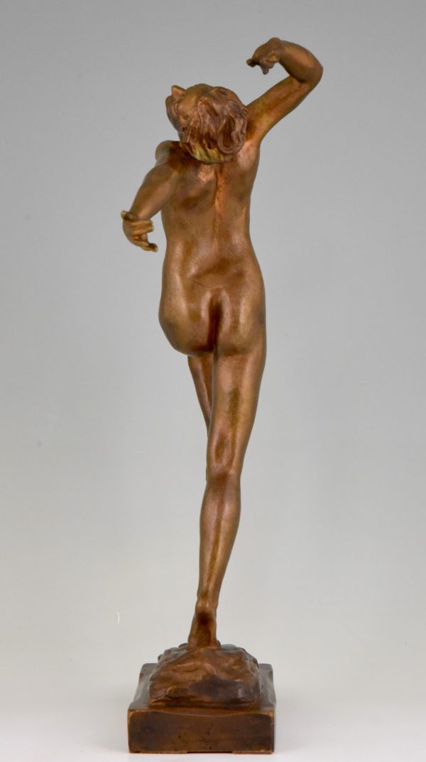 Art Deco bronze sculpture of a dancing nude