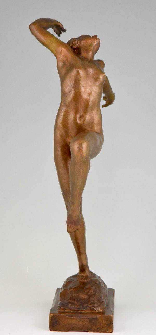 Art Deco Bronze Skulptur Frauenakt, Tänzerin