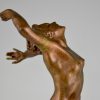 Art Deco bronzen beeld dansend naakt