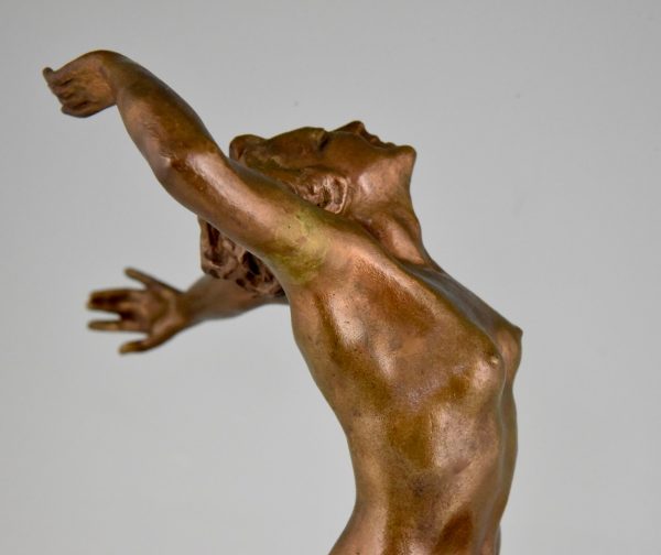 Art Deco bronze sculpture of a dancing nude