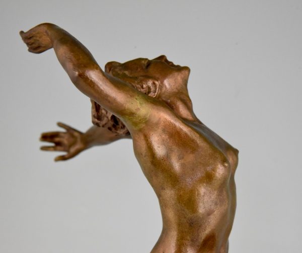 Art Deco bronzen beeld dansend naakt