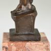 Art Deco bronzen beeld naakt met fluit.