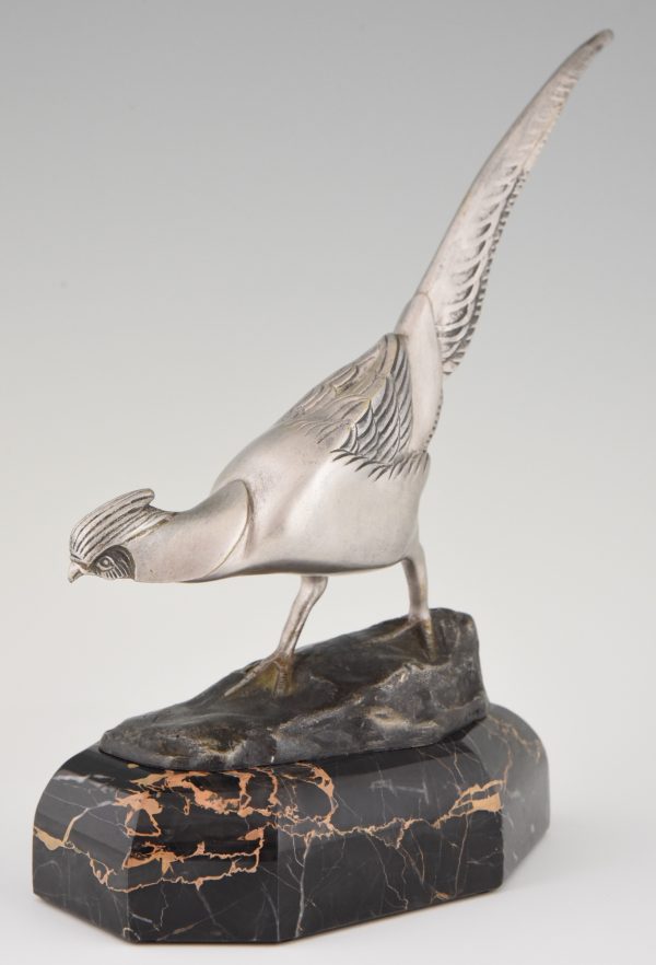 Art Deco bronze sculpture of a pheasant.