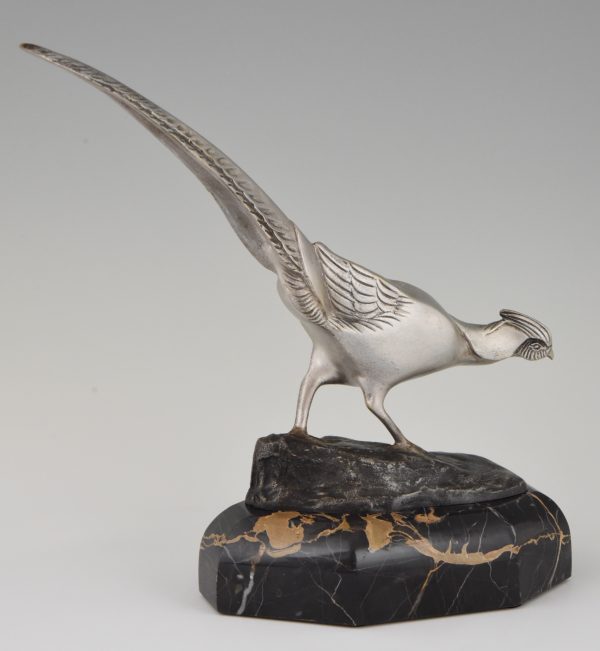 Art Deco bronze sculpture of a pheasant.