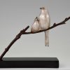 Art Deco bronze sculpture of two birds on a branch.