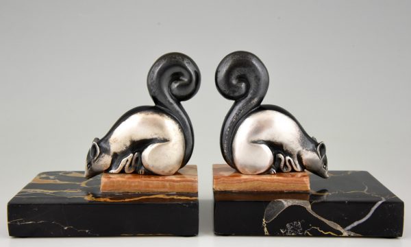 Art deco bronze squirrel bookends