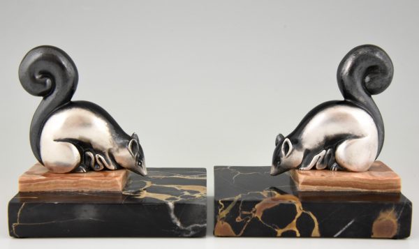 Art deco bronze squirrel bookends