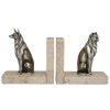 Art Deco serre livres bronze chat et chien