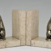 Art Deco cat and dog bronze bookends