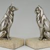 Art Deco Buchstütze Bronze Katze und Hund