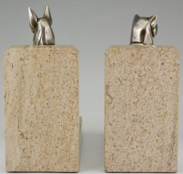 Art Deco cat and dog bronze bookends