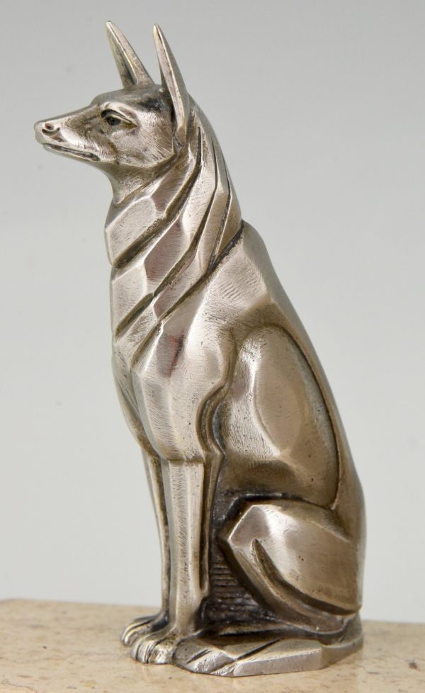 Art Deco serre livres bronze chat et chien