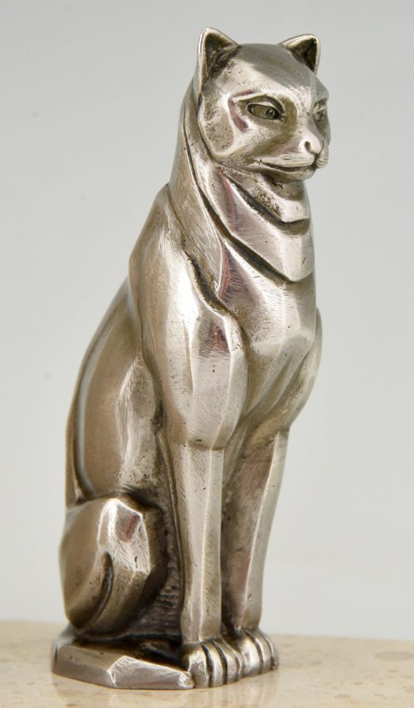 Art Deco Buchstütze Bronze Katze und Hund