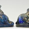 Art Deco ceramic cat bookends