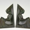 Art Deco figural bookends in the form of reading ladies.