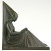 Art Deco figural bookends in the form of reading ladies.