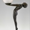 Art Deco Lampe Frauenakt mit Ball H. 66 cm / 26 inch.