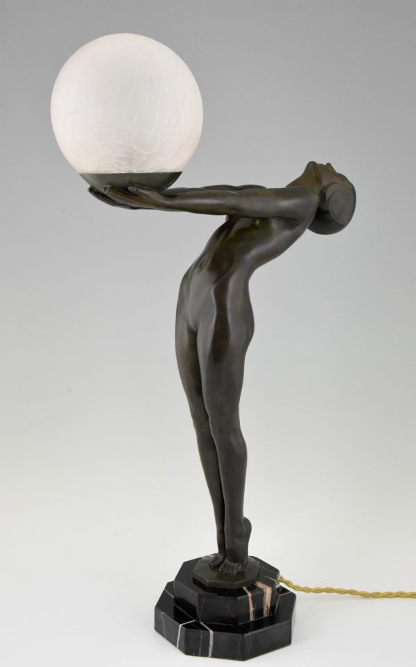 Art Deco lamp nude with ball H. 66 cm / 26 inch.