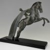 Art Deco beeld naakte vrouw te paard