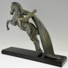 Art Deco Skulptur Frauenakt zu Pferd