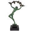 Art Deco sculpture femme nue avec branche de vigne.