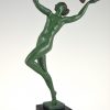 Art Deco sculpture femme nue avec branche de vigne.