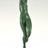 Art Deco Skulptur Frauenakt mit Traubenzweig.