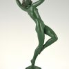 Art Deco Skulptur Frauenakt mit Traubenzweig.
