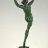 Art Deco sculpture of a nude with a branch of grapes.
