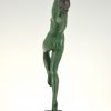 Art Deco sculpture femme nue avec branche de vigne.