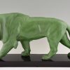 Sculpture Art Deco lion marchant.