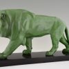 Sculpture Art Deco lion marchant.