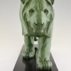 Sculpture Art Deco lion marchant.