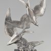 Art Deco sculpture deux oiseaux en vol