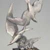 Art Deco sculpture deux oiseaux en vol