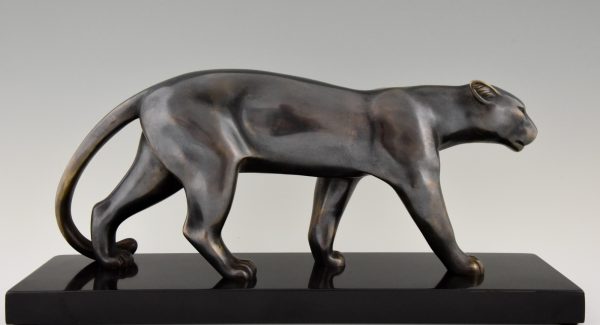 Art Deco sculpture of walking panther.