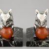 Art Deco silvered mouse bookends