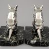 Art Deco silvered mouse bookends