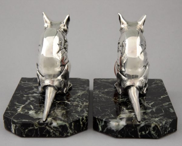 Art Deco silvered mouse bookends