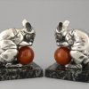 Art Deco silvered mouse bookends